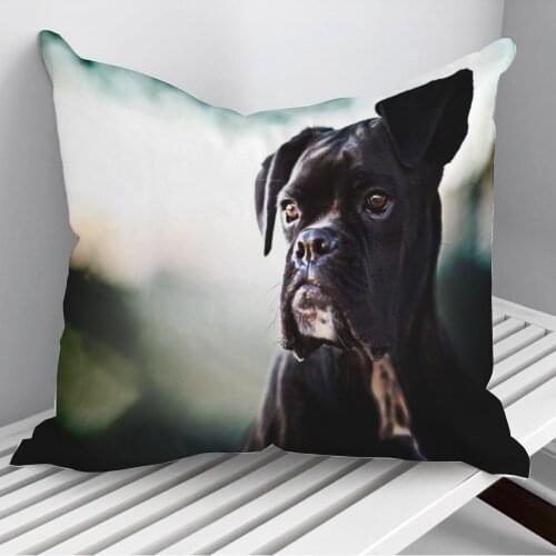 Black boxer dog puppy clos Throw Pillows Cushion Cover On Sofa Home Decor 45*45cm 40*40cm Gift Pillowcase Cojines Dropshipping