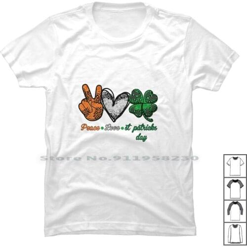 Peace Love Day T Shirt 100% Cotton Irish Roots Irish Boys Shamrock Patrick Lovely Trick Roots Peace Music Beer Love Tri