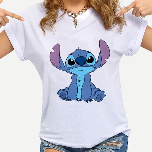 Disney Lilo & Stitch T Shirt Girls Print T Shirt Women Short Sleeve Summer Tops Tee Dropship