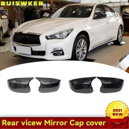 Car Side Glossy Painted Styling Rearview Mirror Cover Caps Bright Black for Infiniti Q50 Q60 Q70 SQ50 XQ30 2014-2020