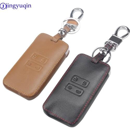 Jingyuqin 4 Buttons Leather Key Cover Case Accessories for Renault Kadjar Koleos 2016-2017 Remote Case Cover Wallet Styling