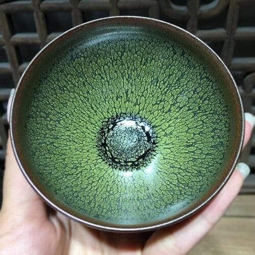 JZ109 Chinese Song Dynasty Style Tea Bowl Fujian Ware Green Glaze Porcelain A Jian Ware Bowl Ceramic Cup Handmade/JIANZHAN