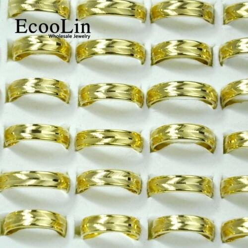 50Pcs EcooLin Brand 3 Colors Oblique Stripes Stainless Steel Rings For Men and Women Jewelry Lots Bulk LR4032