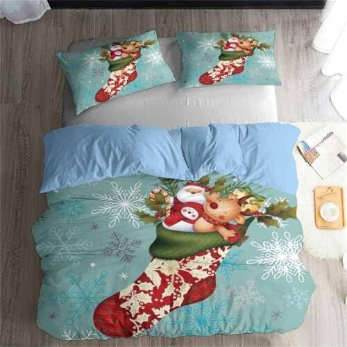 HELENGILI 3D Bedding Set Christmas Print Duvet Cover Set Bedclothes with Pillowcase Bed Set Home Textiles #YC-241