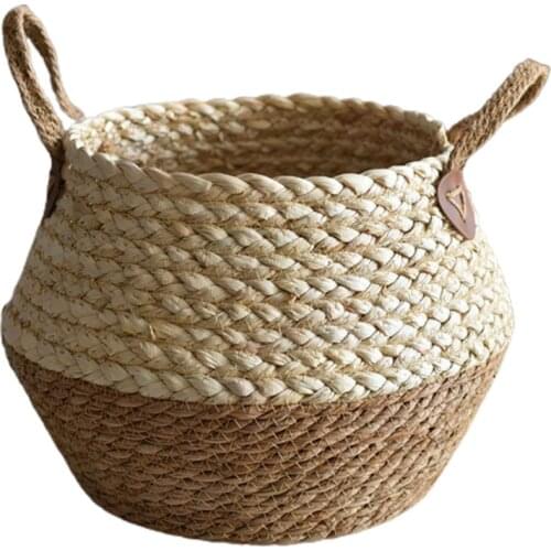 Baskets Pots Flower Vases 2021 Original Straw Woven Bamboo Portable Fruit Dried For Home Storage Organizer Bag Mini Handbag