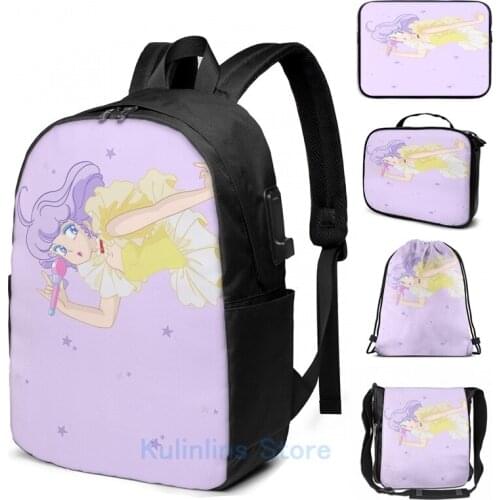 Funny Graphic print Creamy mami USB Charge Backpack men School bags Women bag Travel laptop bag