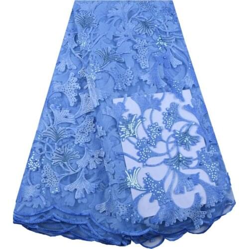 Sky Blue African Lace Fabric 2019 High Quality French Tulle Wedding Lace African Velvet Lace Fabric Nigerian Lace Fabrics S1650