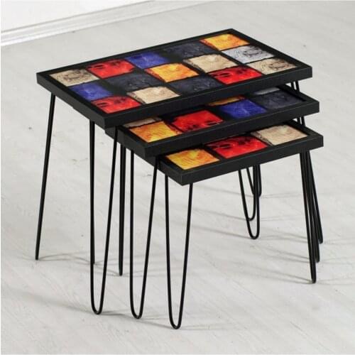 Square Colorful Printed 3 pcs Zigon Coffee Table