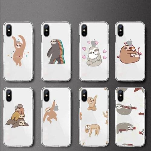 Sloth cute cartoon animal funny Phone Case Transparent soft For iphone 5 5s 5c se 6 6s 7 8 11 12 plus mini x xs xr pro max