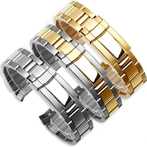 17mm 20mm Stainless Steel Band Metal Curved End Folding Buckle Diving Bracelet Accessories for Daytona Watch Strap with logo
