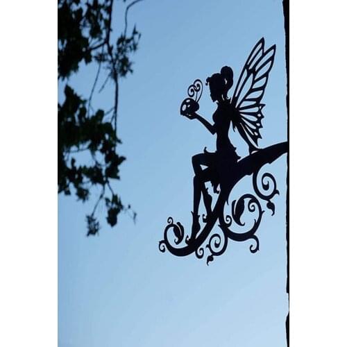 Rust Metal Fairy Silhouette for Home Decor Lawn Backyard Tree Wall, Easy to Install