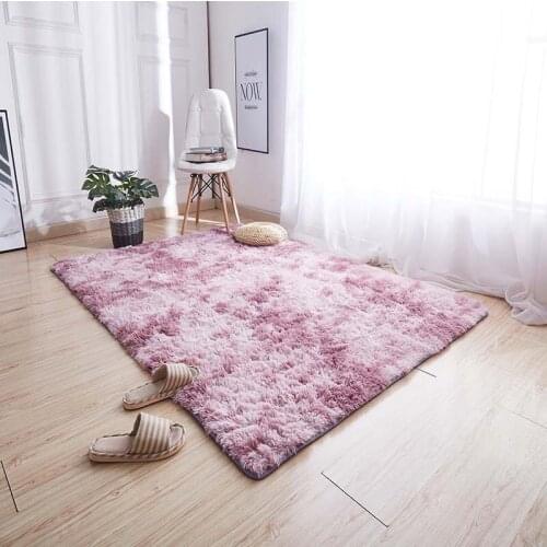 European long hair fashion bedroom carpet bay window bedside mat washable personality rug Gradient color living room blanket