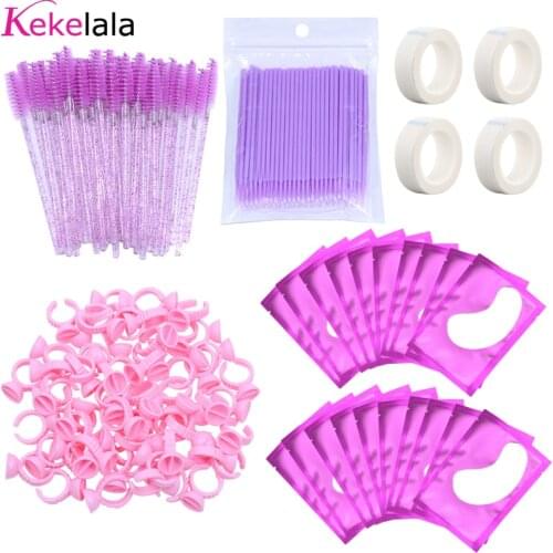 Eyelash Extension Set Kit Micro Lash Mascara Wand Tape Glue Ring Eye Pad Mini Fake Lash Brushes Cilias Grafting Applicator Tools