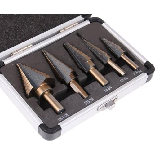 5pcs Step Drill Bit Set Hss Cobalt Multiple Hole 50 Sizes Cobalt Titanium Conical Carbide Drill Perforator Hole Cutter Tool
