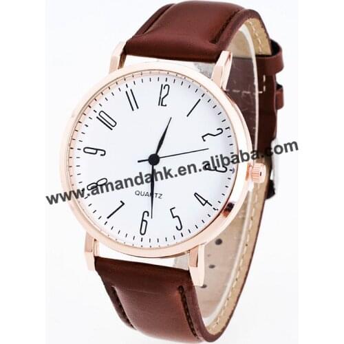 Wholesale Fashion Big Number Men Leather Watch Women Men Fashion Dress Quartz Big Number Wristwatches Hot Women Students Watches