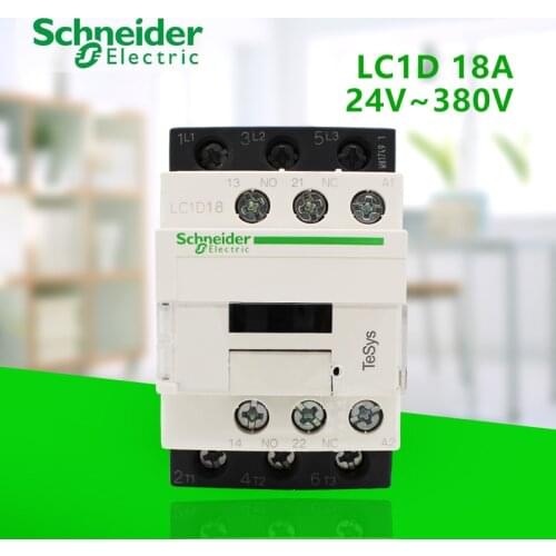 Original Schneider AC Contactor 3P 18A Ann One Open One Closed Coil Voltage 24v 36V 48V 110V 220V 380V LC1D18B7C/CC E F M7c Q