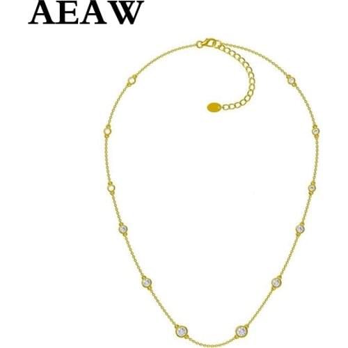 DF 2ctw Moissanite Bezel necklace 45cm in 14K white gold (Stone distance can be changed)