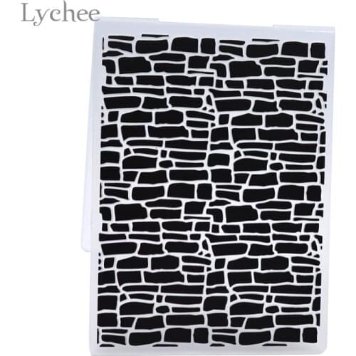 Lychee Life Plastic Embossing Folder For Scrapbook DIY Album Card Tool Plastic Template Irregular Bricks Design
