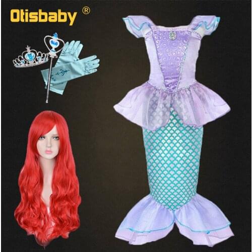 Girls Princess Ariel Dress Little Mermaid Fancy Girl Clothing Kids Christmas Fairy Dress Halloween Mermaid Costumes for Girls