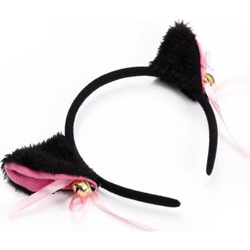 Anime show cute cat ears headband cat headband maid cat woman cosplay hairpin with bell spot kids hair accessories