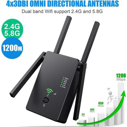 5Ghz WiFi Repeater Wireless Wifi Extender 1200Mbps Wi-Fi Amplifier 802.11N Long Range Wi fi Signal Booster 2.4G Wifi Repeater