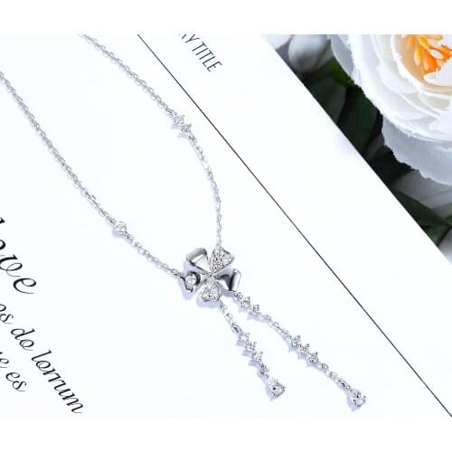 Luxury 925 Silver Necklace Temperament Shell Flower Necklace Love Flower Tassel Set Shiny Zircon Clavicle Chain Ladies Jewelry
