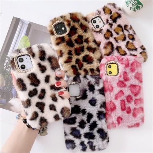 Luxury Leopard Fluffy Phone Case For iPhone 11 Pro Max SE 2020 X XR XS Max 7 8 plus Warm Fuzzy Soft Back Cover Cute Capa