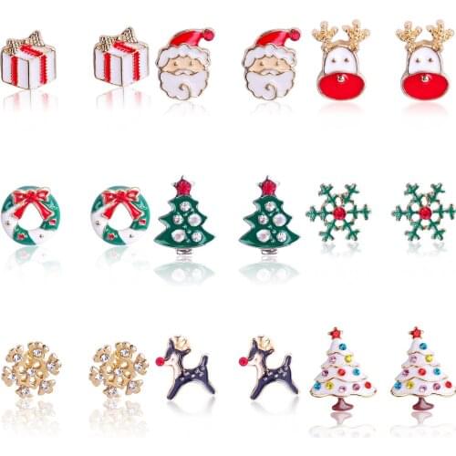 Christmas Earrings For Women Charm Long Earrings For Girls Paired Xmas Female Jewelry Hook Short Earing Paired Xmas Gifts