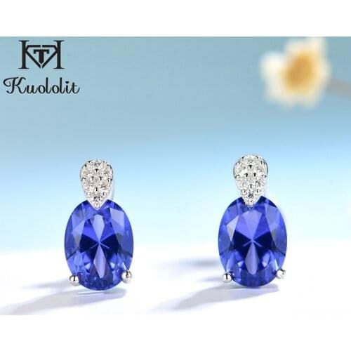 KuololitTanzanite Gemstone Earrings for Women Genuine 925 Sterling Silver Sparkling Diaspore Stud Earrings Trendy Fine Jewelry