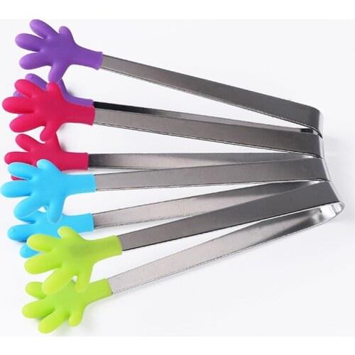 Stainless Steel Ice Tongs Silicone Non-slip Cooking Clip Clamp BBQ Salad Tools Grill Kitchen Accessories