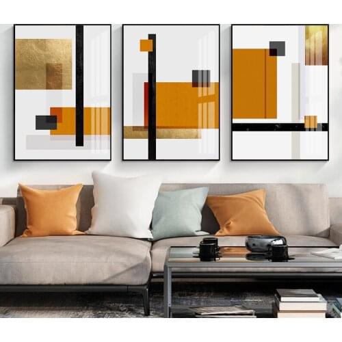 Modern Abstract Yellow Geometry Wall Art Pictures Canvas Painting Gallery Poster and Print Interior for Living Room Home Decor