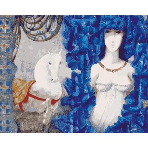 Tetralogy Hello Girl With Beautiful Sea Diy Canvas Painting By Numbers Modern Acrylic Abstract Oil Paint By Numbers Picture Wall