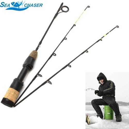 Ultrashort 58cm Winter Ice Fishing Rods 2 tips Spinning Rod Carbon Fiber Ice pole Ultra-light Carp Fishing