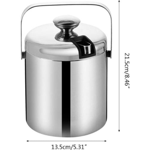 Double-Wall Stainless Steel Insulated Chilling Ice Bucket with Lid Tong Handle