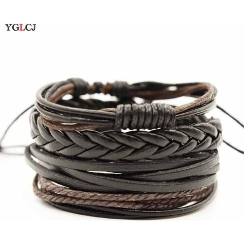 Мужские кожаные браслеты Yglcj China At AliExpress