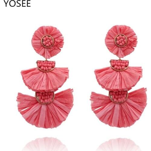 YOSEE Designs White Tassel Beads Metal Drop Earrings Women Pure Fashion Dangle Earring Wedding Statement Jewelry
