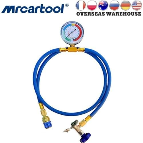MR CARTOOL R134a Refrigerant Measuring Charging Hose A/C Quick Couple Car Air Conditioning Refrigerante Open Valve Charging Pipe