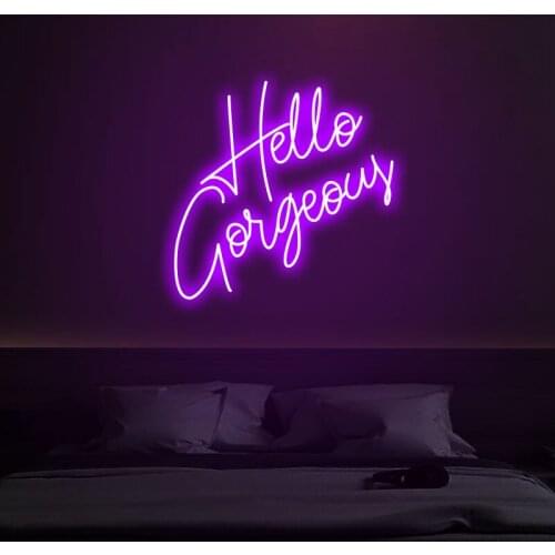 "Hello Gorgeous" Neon Sign Custom Neon Light Sign Led Custom Pink Light Neon Home Room Wall Decoration Ins shop decor