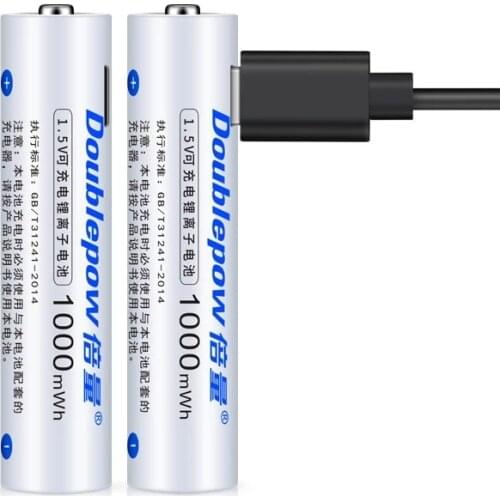 1.5V 1000mWh AAA USB Rechargeable Li-ion Battery With USB Cable Rechargeable Lithium Battery for Remote Control Wireless Mouse