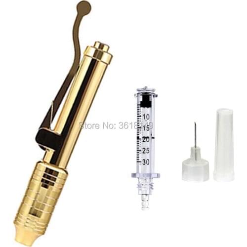 24K Gold Hyaluron Pen Gun Atomizer Hyaluronic Pen Ampouble Head Syringe Needle Injection Machine for Lip Filler Wrinkle Removal