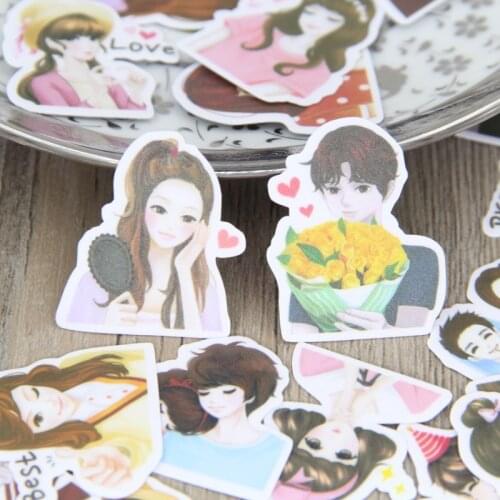 40pcs Beautiful Cartoon Girls & Boys Couple Lovers Handmade Scrapbooking Stickers Lady Decorative Sticker DIY Craft Diary Deco