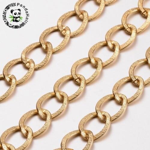 Pandahall 2 meters Aluminium Twisted Chains Curb Chains Golden Link: about 15mmx20mm
