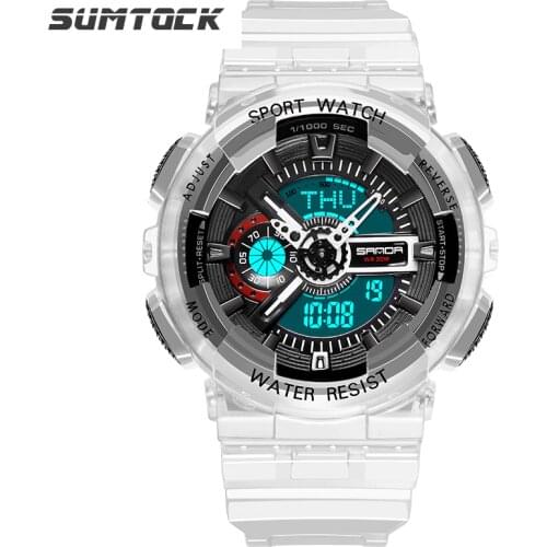 PANARS Dual Display Watches Transparent Male Girlfriend Gift Shock Mens Watch Blue Dial Luxury Watch Women Montre Homme Digital