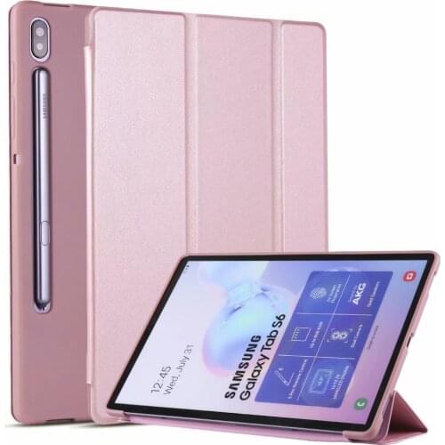 Fashion TPU Three folds Tablet Case For Samusng Galaxy Tab S6 SM-T860 SM-T865 10.5 inch 2019 Flip Stand Cover Shell Funda+pen