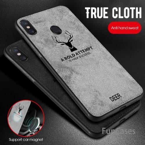 Cloth Texture Embossed Deer Case For Xiaomi Redmi Note 5 Pro 5 Plus 6A 6 Pro Cover For Xiaomi Pocophone F1 Mi 8 A2 Lite Mi6X Mi8