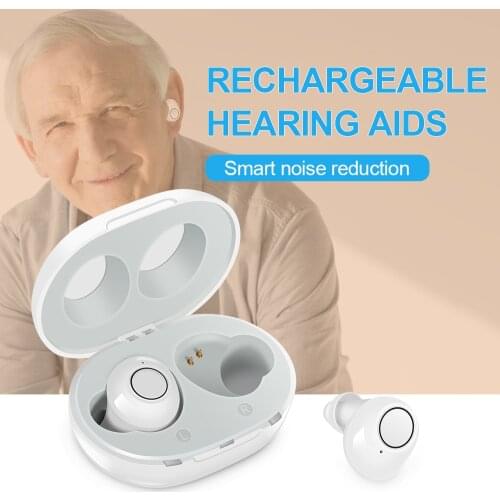 A pair BEST Hearing Aid Rechargeable Hearing Device ITE Ear Hearing Aids for The Elderly Audifonos Sound Amplifier for Deafness