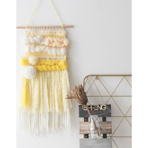 Yellow tassel Macrame Bohemian Tapestry Handmade Wall Hanging Chic Geometric Art Handicrafts Woven Tapestry Home Room Decoration