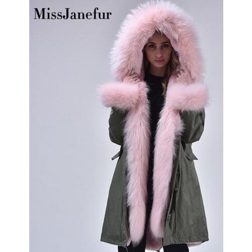 Fur Parka Women Jacket Winter Fur Hooded Warm Raccoon Fur Coat Natural raccoon fur casual Parkas Faux Fur Lining women Jacket