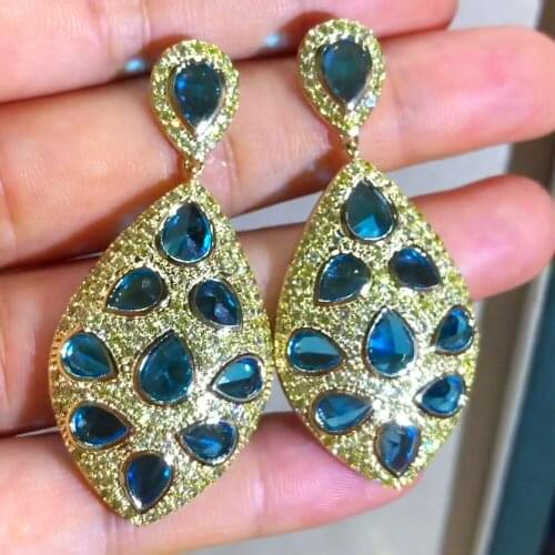 Missvikki New Trendy Big Drop Pendant Earrings for Noble Women Bridal Wedding Earrings Jewelry Ladies Daily Accessories