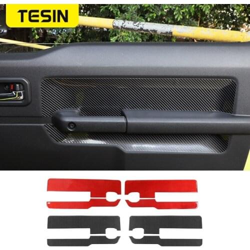 TESIN Interior Mouldings for Suzuki Jimny JB74 2019 2020 Car Door Inner Side Carbon Fiber Decoration Cover for Suzuki Jimny 2019